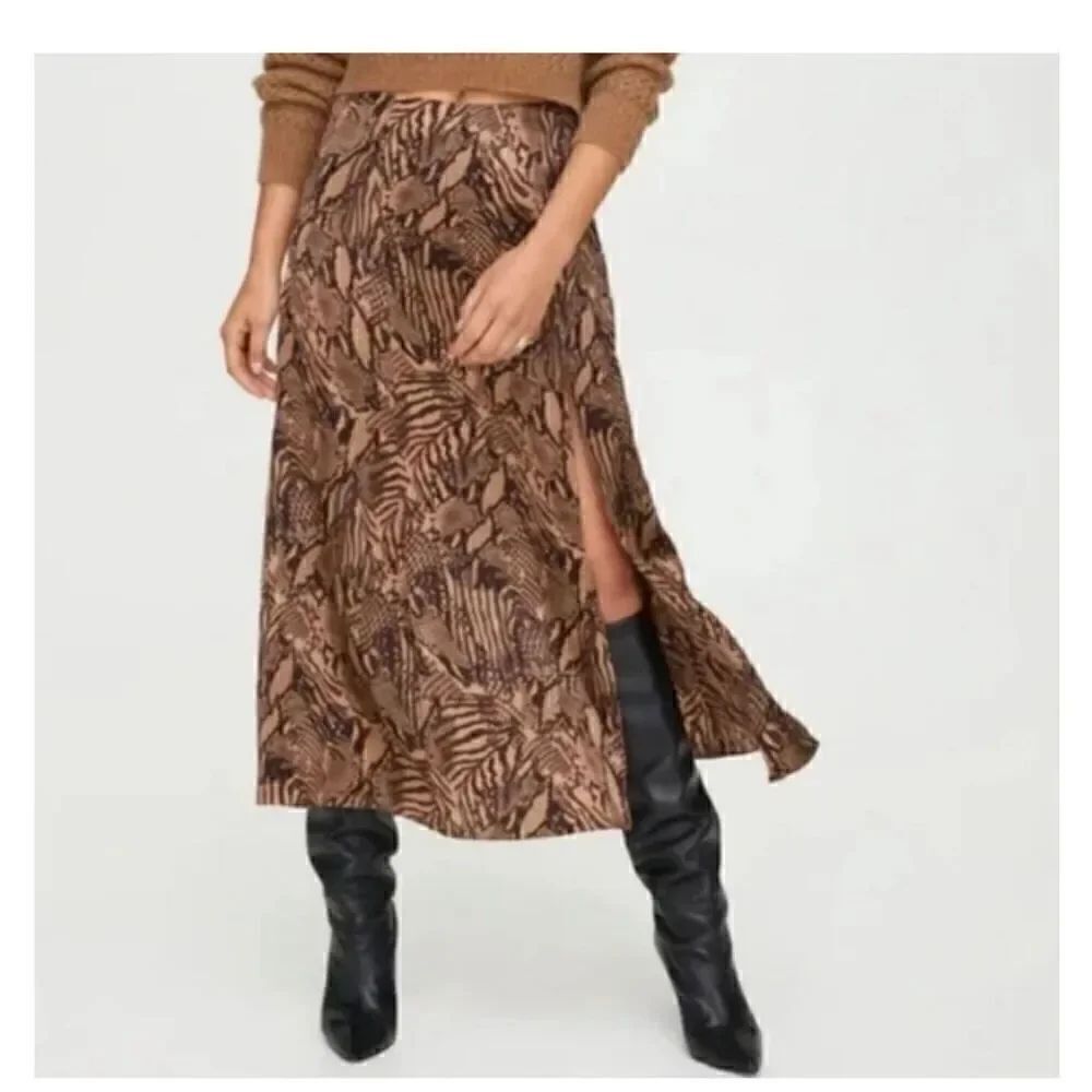 Wilfred 100% silk snake print front slit 2